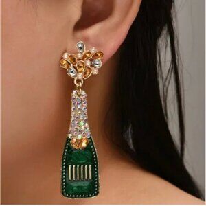 ⭐️💍💍 FREE Wine Champagne Drink Pop Art Glass Snack Chic Hipster Boho Earrings